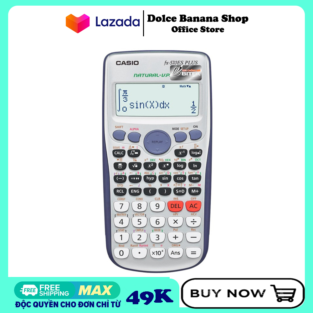 Máy tính Casio Fx570ES-Plus - Máy tính học sinh Casio giá rẻ với 417 phép tính - Phân phối và Bảo hành chính hãng tại Dolce Banana Shop
