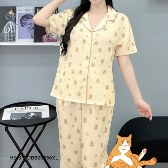 Đồ bộ Pijama mặc nhà - Quần lửng có cổ vải đũi xốp - DBB00056XL