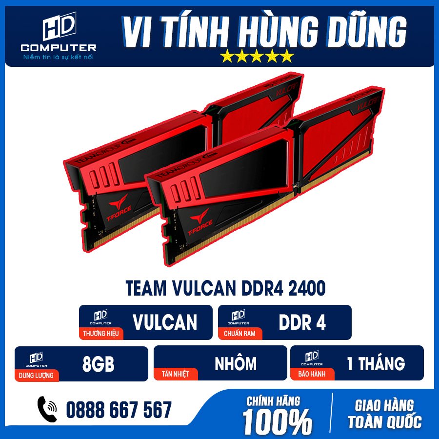 Ram 8g ddr4 2400 team vulcan