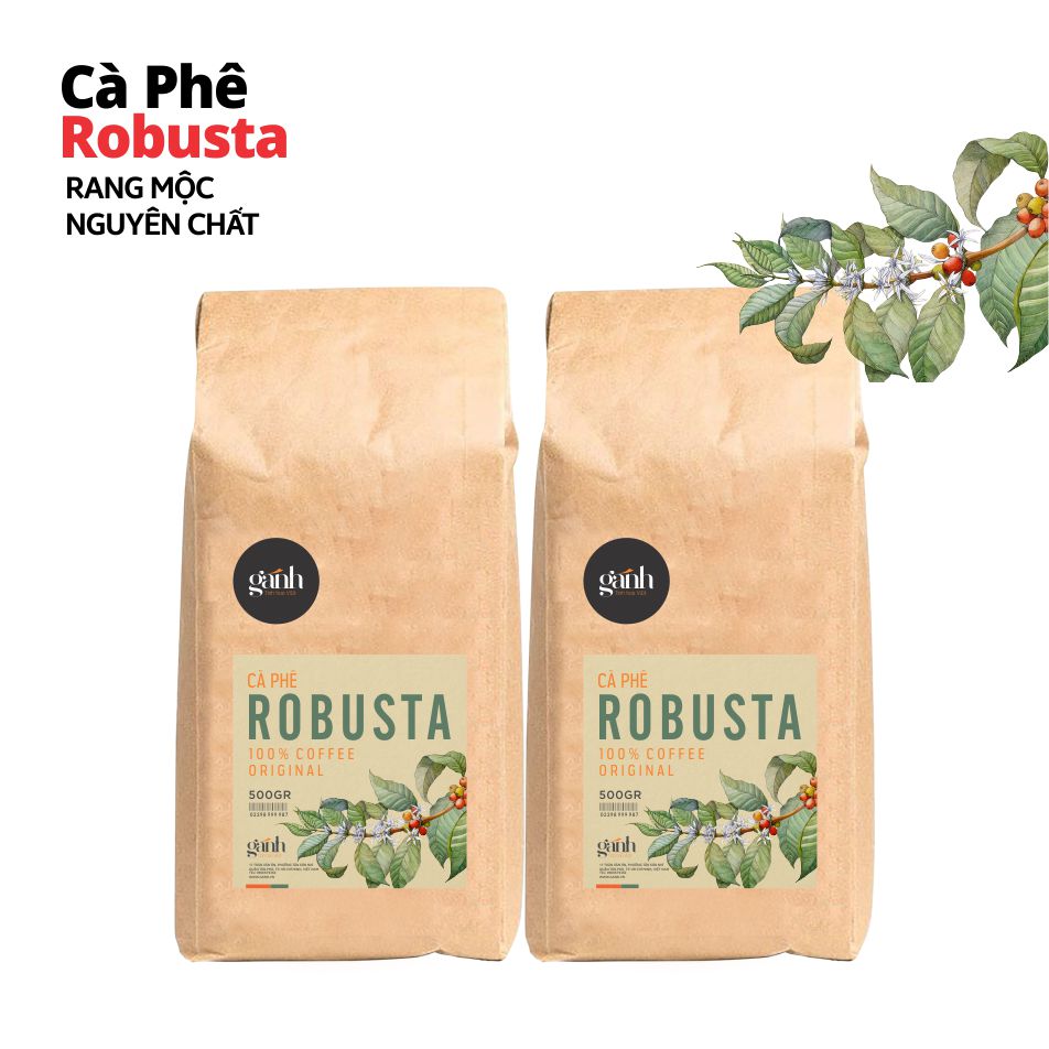 Cà Phê Nguyên Chất Rang Mộc - Xay Sẵn - Pha Phin/ Pha Máy - Cà Phê Robusta [500gr x02 Gói] Vị đắng mạnh - Gu Coffee Espreso