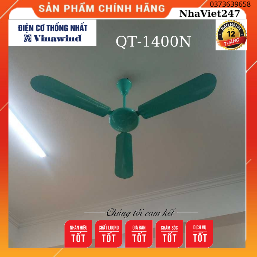 Quạt Trần Điện Cơ Thống Nhất-QT-1400N-Cánh Nhôm-75w,nhiều màu-quạt treo trần Vinawind-siêu bền,đẹp, khỏe ,chạy êm-chính hãng ,giá rẻ,bảo hành 12 Tháng
