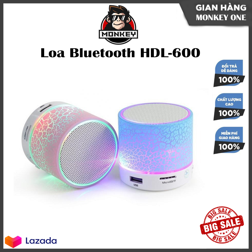 Loa Bluetooth Vân Đá Phát Sáng - Loa mini bluetooth HLD-600 led nháy theo nhạc - 7 chế độ sáng khác nhau - hỗ trợ thẻ nhớ cổng kết nối micro USB - Loa di động mini cầm tay để bàn giá giẻ BH 6 THÁNG