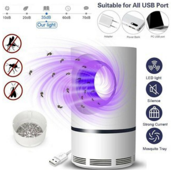 Đèn bắt muỗi thông minh, máy thu hút côn trùng bay, máy bắt muỗi cao cấp công nghệ đèn led dùng nguồn usb
