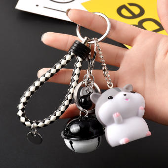 Móc khóa treo balo Chuột Hamster XINH nhựa mềm BÓP kêu chit chít - kèm chuông - NHShop