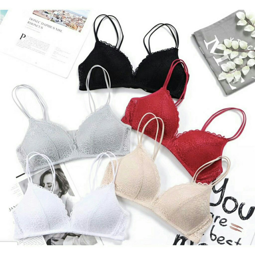 Áo ngực, Áo lót nữ đệm mỏng đệm su bên ngoài là lớp ren cai cấp - ao lót không gọng Lotifa