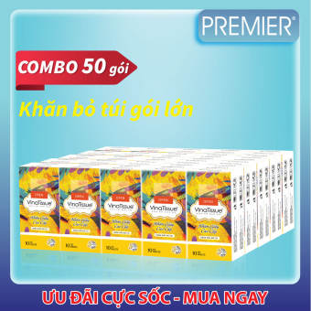 Khăn giấy bỏ túi Premier VinaTissue 10 tờ - Combo 50 gói