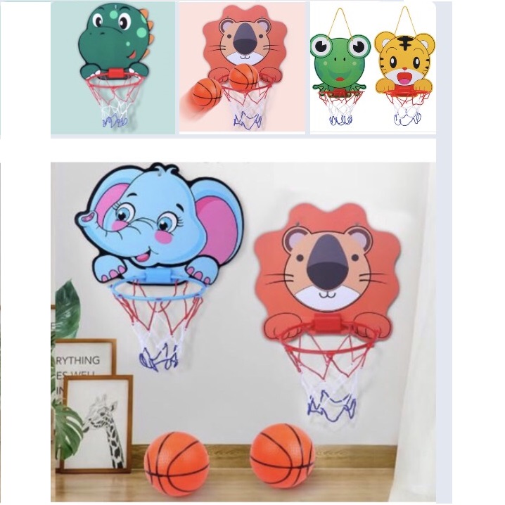[chọn mẫu] Bộ đồ chơi Bóng rổ hình thú kèm bóng và bơm - Smart Baby