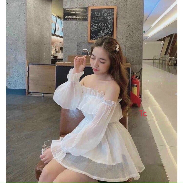 áo nữ, áo nữ kiểu trễ vai bánh bèo Clothes teen CT0505 chất tơ xước siêu xinh đẹp sang chảnh năm 2022