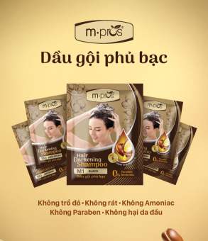 Dầu Gội Nhuộm Tóc Phủ Bạc Thảo Dược M.PROS 25ml - Tặng Kèm Bao Tay Nilon