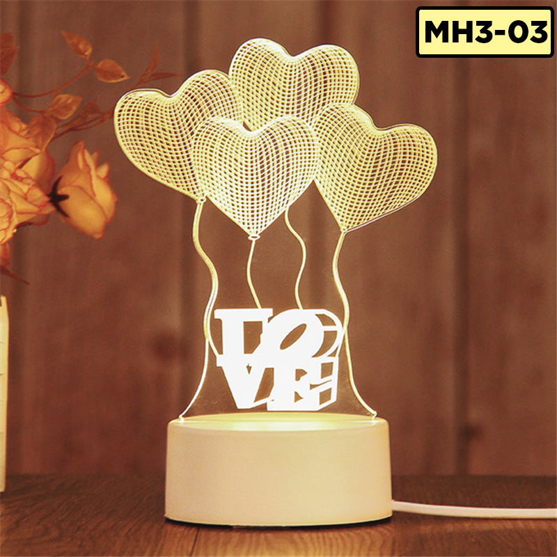 Đèn LED 3D nhiều mẫu khác nhau, quà tặng tình yêu, mô hình xe đẹp,đèn ngủ đèn trang trí decor