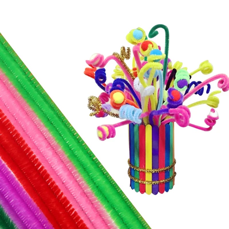 100Pcs Chenille Stems Pipe Cleaners Rods Kids Craft Toy Fuzzy Wire /  Chenille Stems Twist Wire for DIY Mix Rainbow