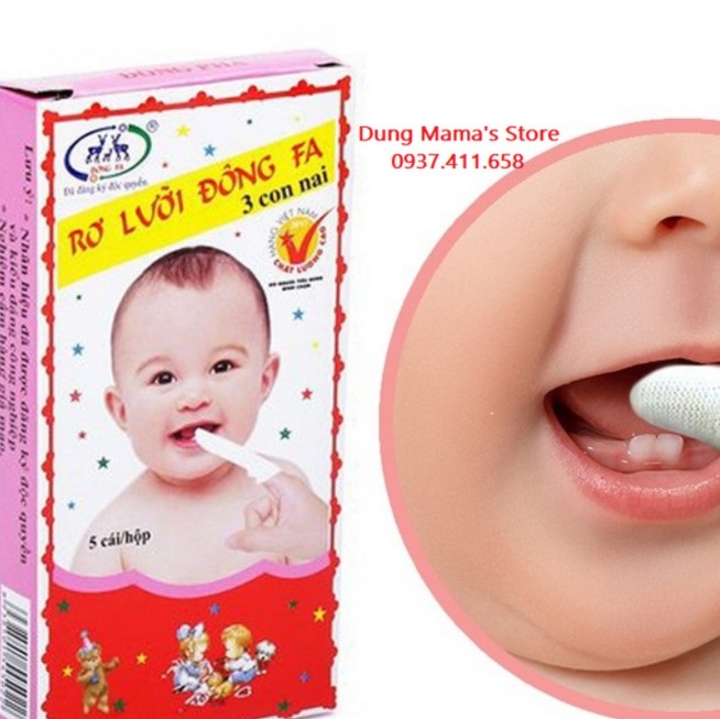 Gạc Rơ lưỡi Đông Fa cho bé, Gạc rơ lưỡi an toàn cho bé sơ sinh, Bao gồm 10 hộp 50 chiếc