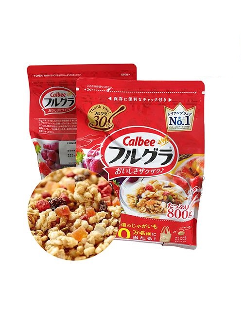Combo 02 túi ngũ cốc calbee nhật vị trái cây gói đỏ 700gr x 2 túi