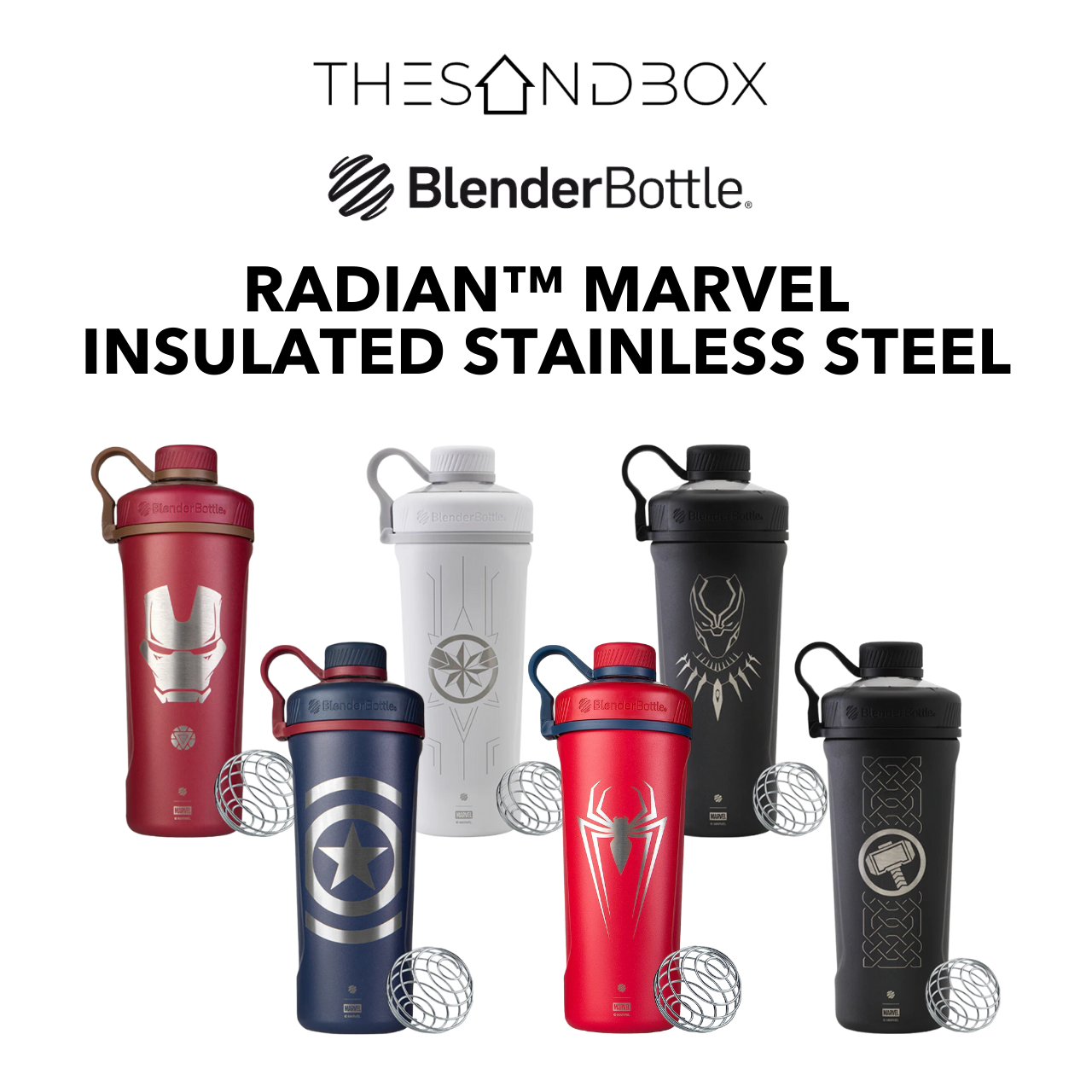 BlenderBottle Comics Radian Insulated Stainless Steel Shaker Bottle,  26-Ounce, Captain Marvel 