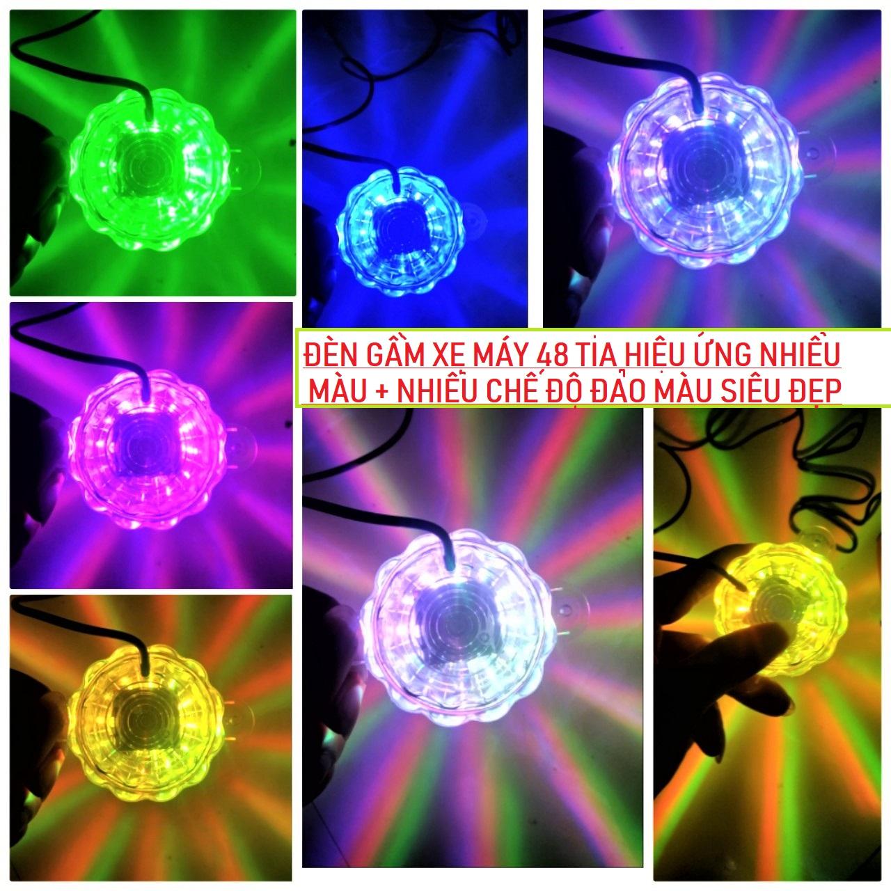 Đèn Led Gắn Gầm Xe Máy 48 Tia Đảo Màu Cực Đẹp, 2 Chế Độ: Sáng+ Chớp Tắt