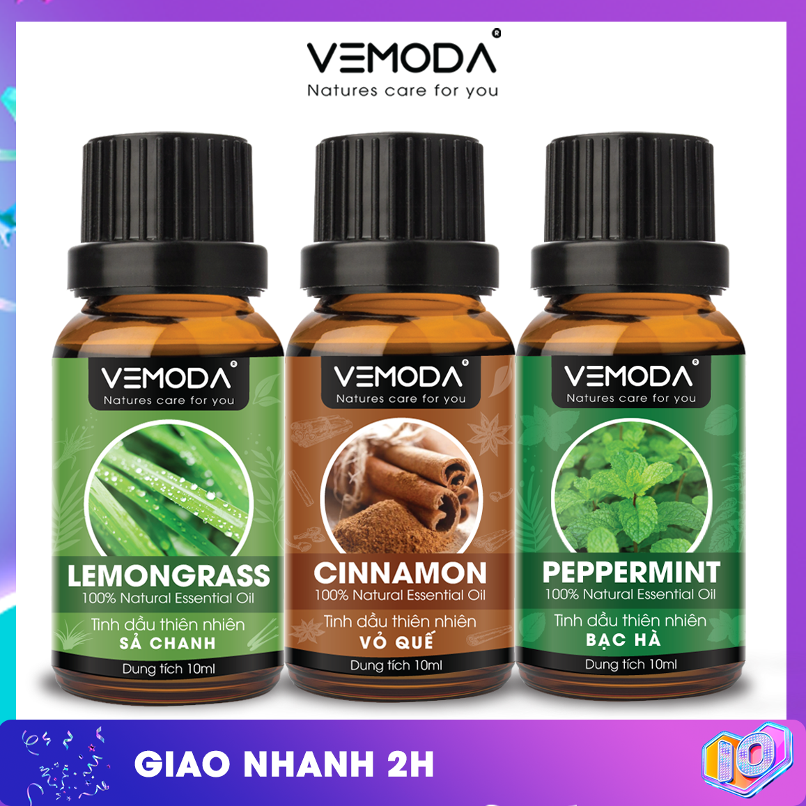 Tinh dầu xông phòng. Tinh dầu thơm phòng giúp thư giãn, giảm căng thẳng, khử mùi, thanh lọc không khí: tinh dầu Bạc hà + tinh dầu Vỏ quế + tinh dầu Sả chanh