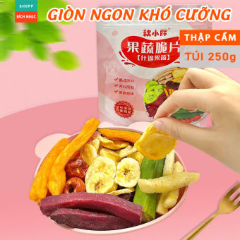 Trái cây sấy giòn, rau củ quả sấy thập cẩm, thơm giòn ngon khó cưỡng – Túi 250g