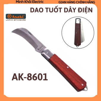 Dao tuốt dây điện Asaki AK-8601, dao rọc cáp,dao gọt vỏ dây điện AK-8601,dao gập rọc cáp đa năng,dao tước dây điện,dao gập đa năng,dao xếp gấp gọn,dao thợ điện cán gỗ,dao ghép cây, dao ghép cành