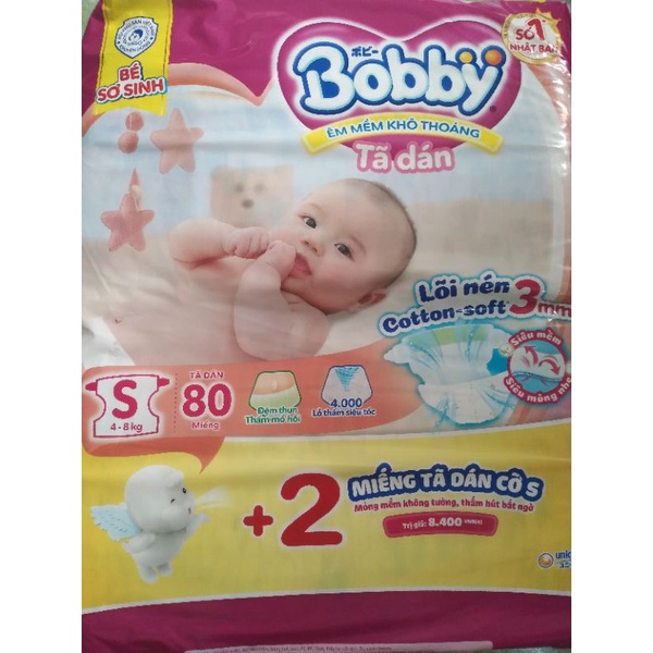 - -tã dán s80 bobby mới lõi nén cotton tặng kèm 2 miếng cùng loại