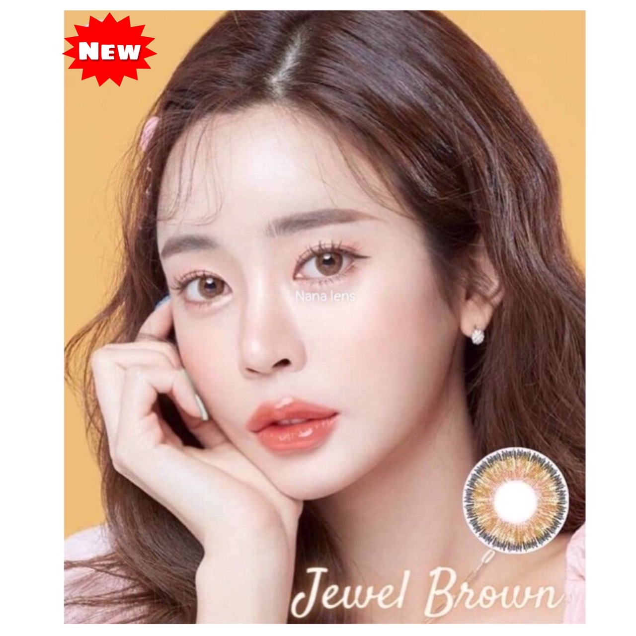 (Lens thời trang) Dòng lens nâu tây hoạ tiết vân tia vàng làm đôi mắt thêm điểm nhấn cuốn hút (Sử dụng 12 tháng) tặng kèm khay đựng