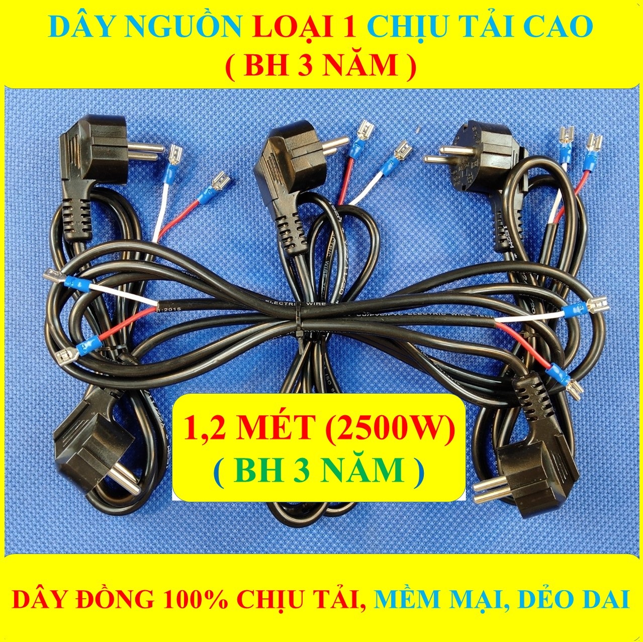 Dây nguồn nồi áp suất 1,2 MÉT 2500W đầu tròn LOẠI TỐT CAO CẤP (BH 3 NĂM) + DÂY LÕI ĐỒNG 100% ( BỘ 1 SP )
