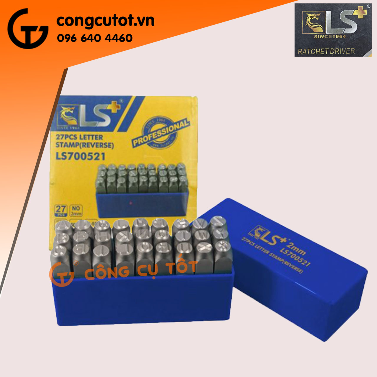 Bộ đóng chữ xuôi, đóng chữ ngược LS+ size tùy chọn