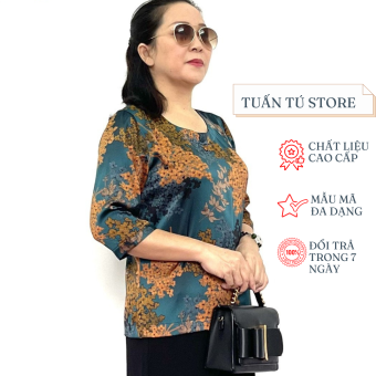 Áo Kiểu Trung Niên Tay Lỡ - Chất Liệu Lụa Satin Cao Cấp Dành Cho Người Trung Tuổi - Tuấn Tú Store