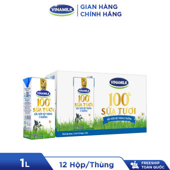 Thùng 12 hộp Sữa tươi tiệt trùng Vinamilk 100% ít đường