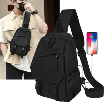 Túi đeo chéo nam Unisex phong cách Hàn Quốc tích hợp cổng sạc USB - Balo mini TC06