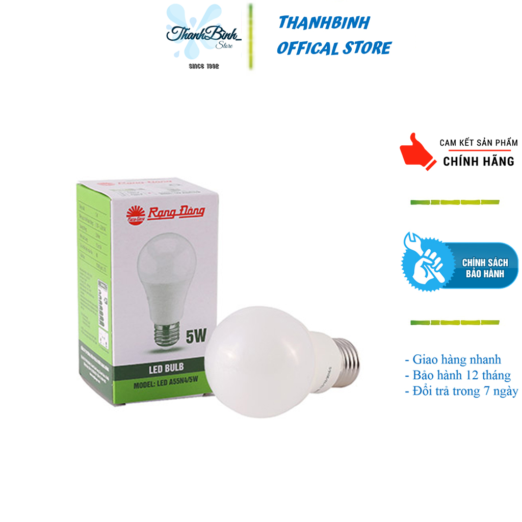 Bóng đèn led bulb rạng đông 5w- ánh sáng trắng/ vàng