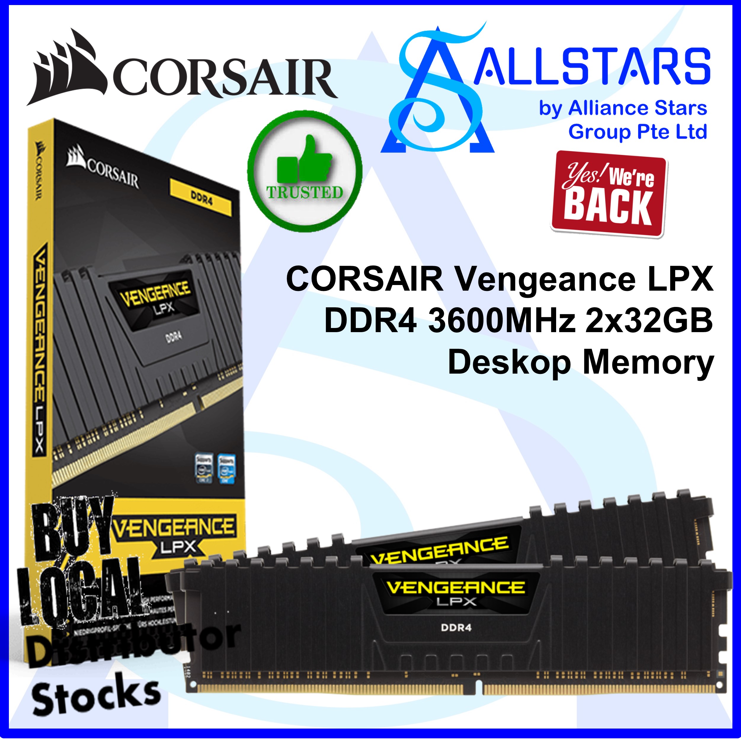 ALLSTARS : We are Back / DIY Promo) CORSAIR Vengeance LPX 2x16GB DDR4  3600MHz CL18 RAM kit (CMK32GX4M2D3600C18) (Warranty Ltd Lifetime with  Convergent) | Lazada Singapore
