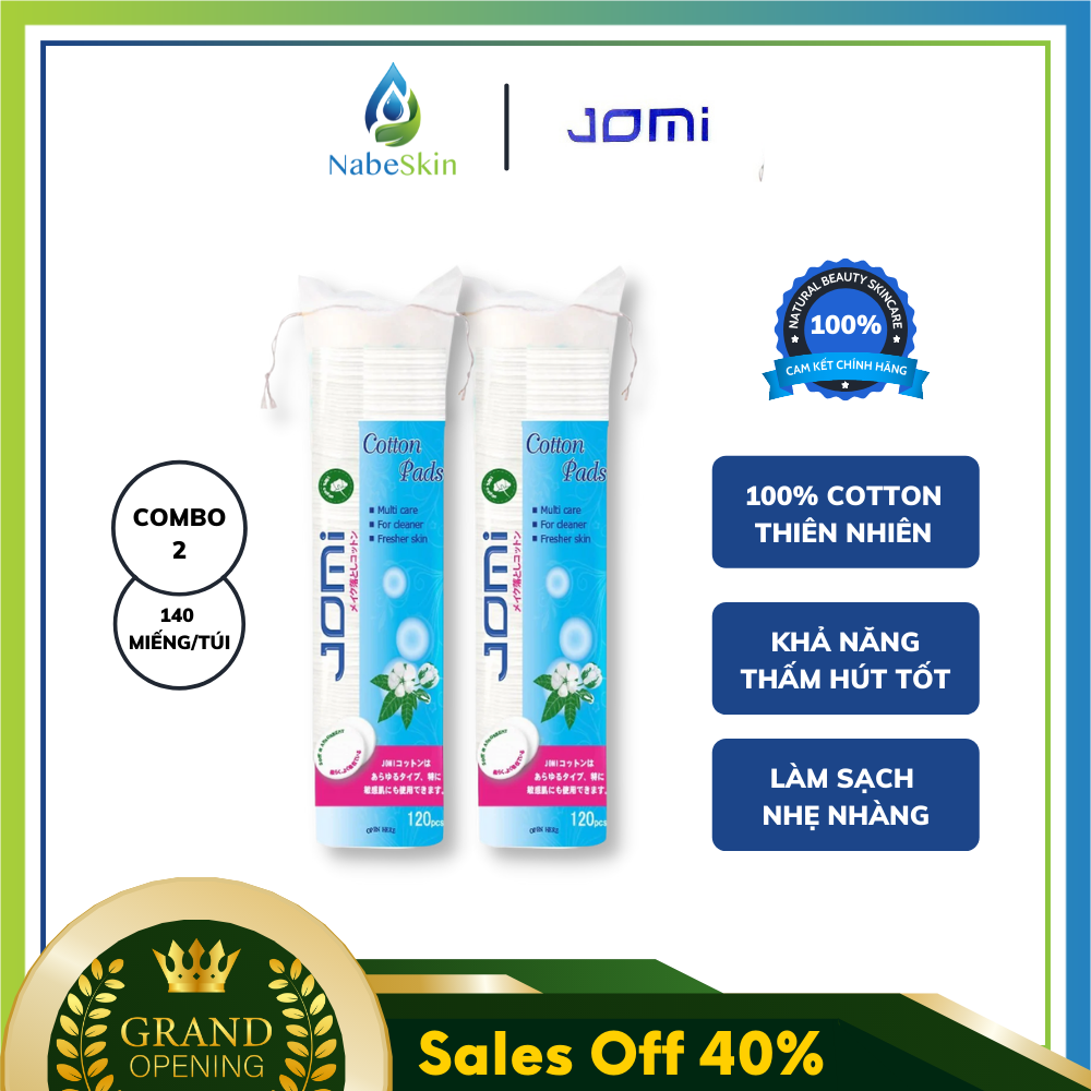 Combo 2 bông tẩy trang jomi cotton pad 120 miếng