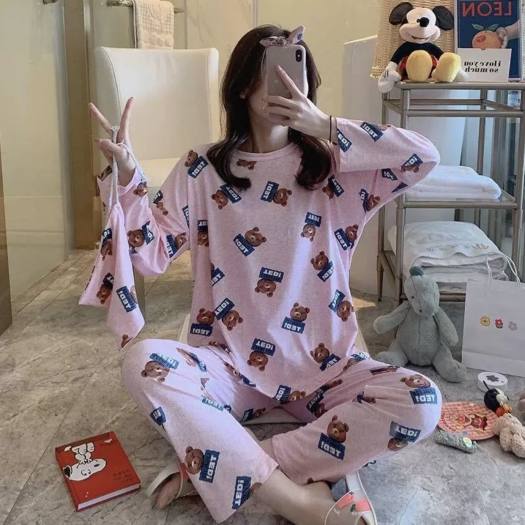 Đồ Bộ Thun Nữ Tay Dài Quần Dài ?? Bộ Thun Mặc Nhà Dài Tay ?? Bộ Ngủ Thun Đẹp Có Size