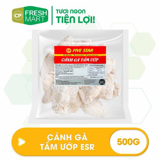 Cánh Gà Tẩm ESR CP 500g - Thịt Tẩm Ướp Sẵn CP Foods - Thơm ngon tiện lợi - CP Fresh Mart