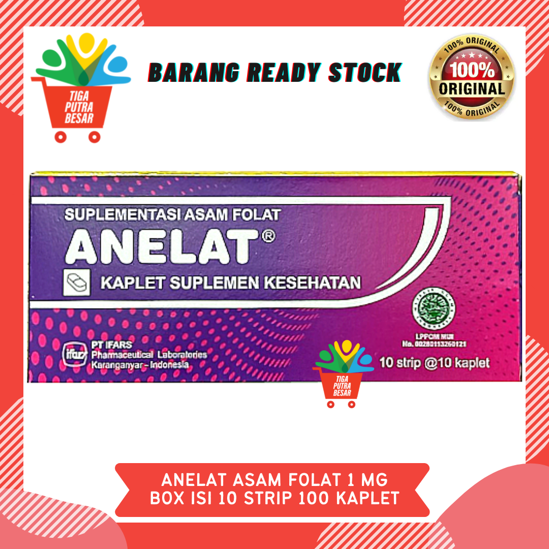 ANELAT ASAM FOLAT 1 MG / SUPLEMEN KESEHATAN 1 BOX 10 STRIP 100 KAPLET
