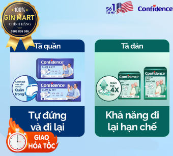 TÃ QUẦN/ TÃ DÁN NGƯỜI LỚN CONFIDENCE SLIM & FIT M20 tặng 3/ L20 tặng 3 miếng