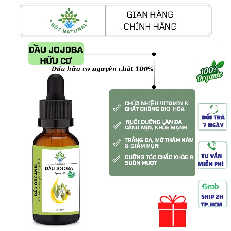 Dầu Jojoba nguyên chất 100% - Jojoba Oil Organic 10ml-50ml | Bột Natural