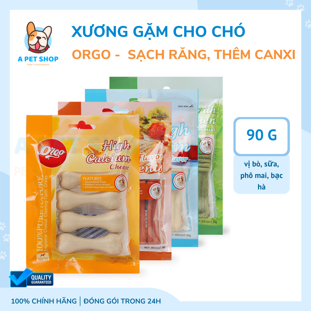 Xương Gặm Cho Chó Orgo 90g Làm Sạch Răng Bổ Sung Canxi - Đồ Ăn Bánh Thưởng Cho Chó  A Pet Shop
