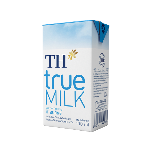 Lốc 4 hộp sữa TH TRUE MILK ít đường 110ml