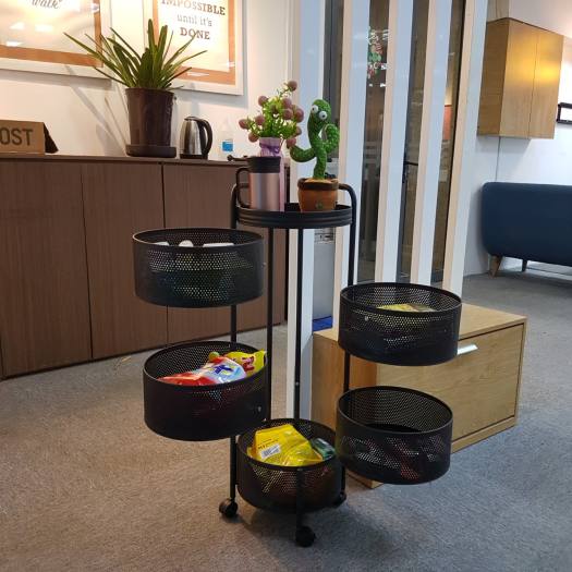Kệ Tròn Xoay đa năng 5 tầng đựng đồ nhà bếp Vifiba bánh xe xoay 360 độ kệ đựng đồ phòng bếp phòng khách phòng tắm