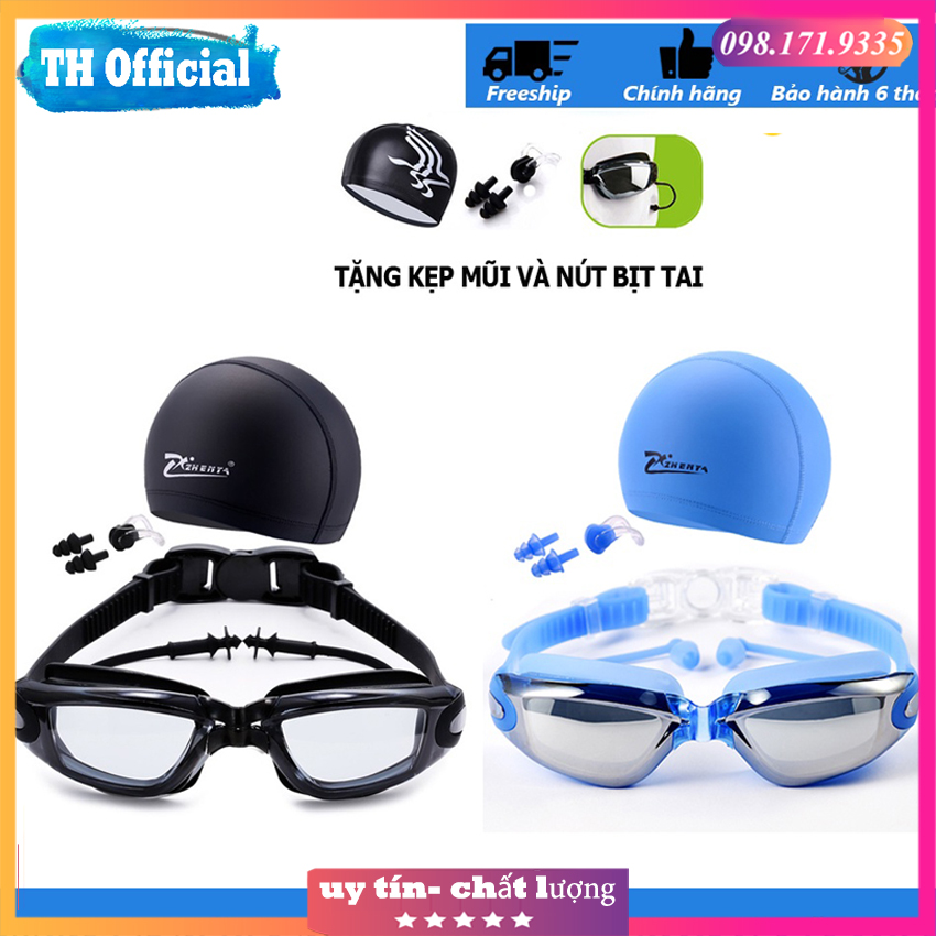 Kính bơi người lớn nam nữ, Set kính bơi kèm mũ , bịt tai kẹp mũi với mắt kiếng bơi chống tia UV, cao cấp, chất lượng cao