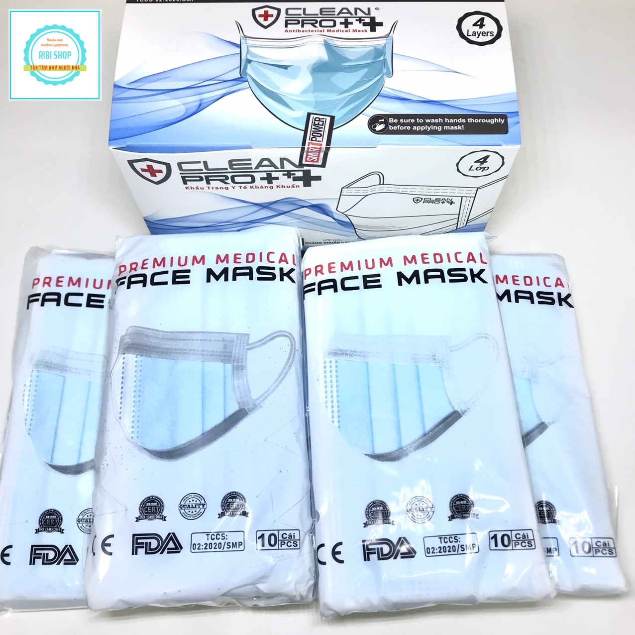 [HCM]Khẩu Trang Kháng Khuẩn Cao Cấp 4 Lớp Lehaco Cleanpro (HỘP 50C)