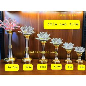 Cặp đèn thờ đá pha lê 12in