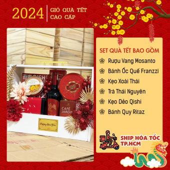 Giỏ Quà Lãng Gỗ Tết Giỏ Vali Cao Cấp, Set Quà Biếu Sếp Cao Cấp, Sang Trọng