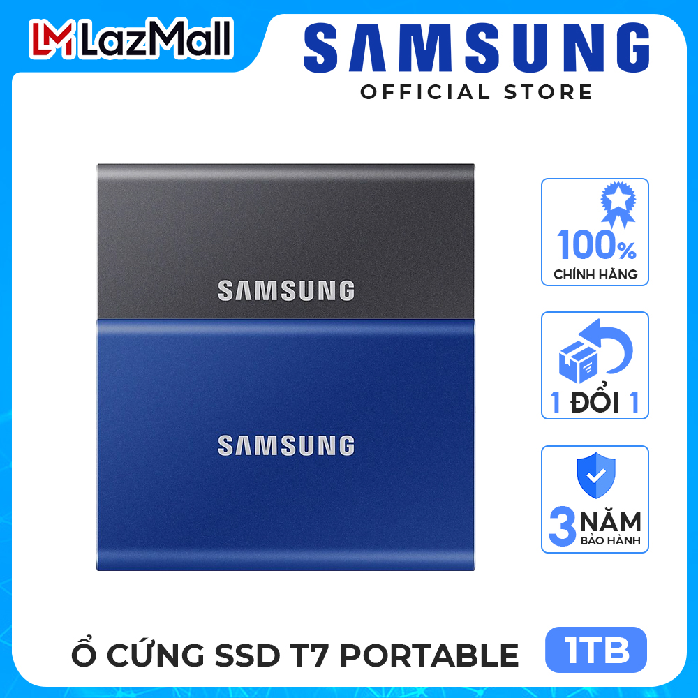 Ổ cứng di động SSD Samsung T7 Portable Tốc độ đọc 1050MB/s 1000MB/s USB Type C 3.2 Gen 2 1 Đổi 1 Bảo Hành 3 năm