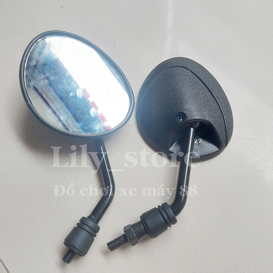 Gương kính chiếu hậu xe máy kiểu tai mèo chân ngắn gắn mọi xe máy
