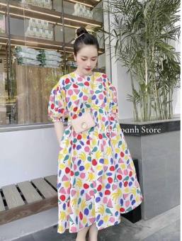 Đầm bầu công sở bigsize tay phồng ⚡Thời trang bigsize - thời trang bầu⚡ đầm bầu váy bầu đẹp