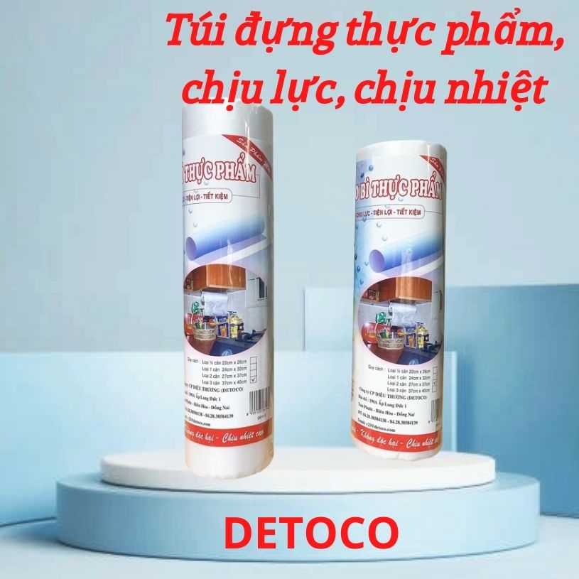 Túi thực phẩm tự hủy sinh học Detoco, túi đựng thực phẩm tủ lạnh, chịu nhiệt chịu lực, chịu lực, nhựa HDPE màu trắng, cuộn 1kg.