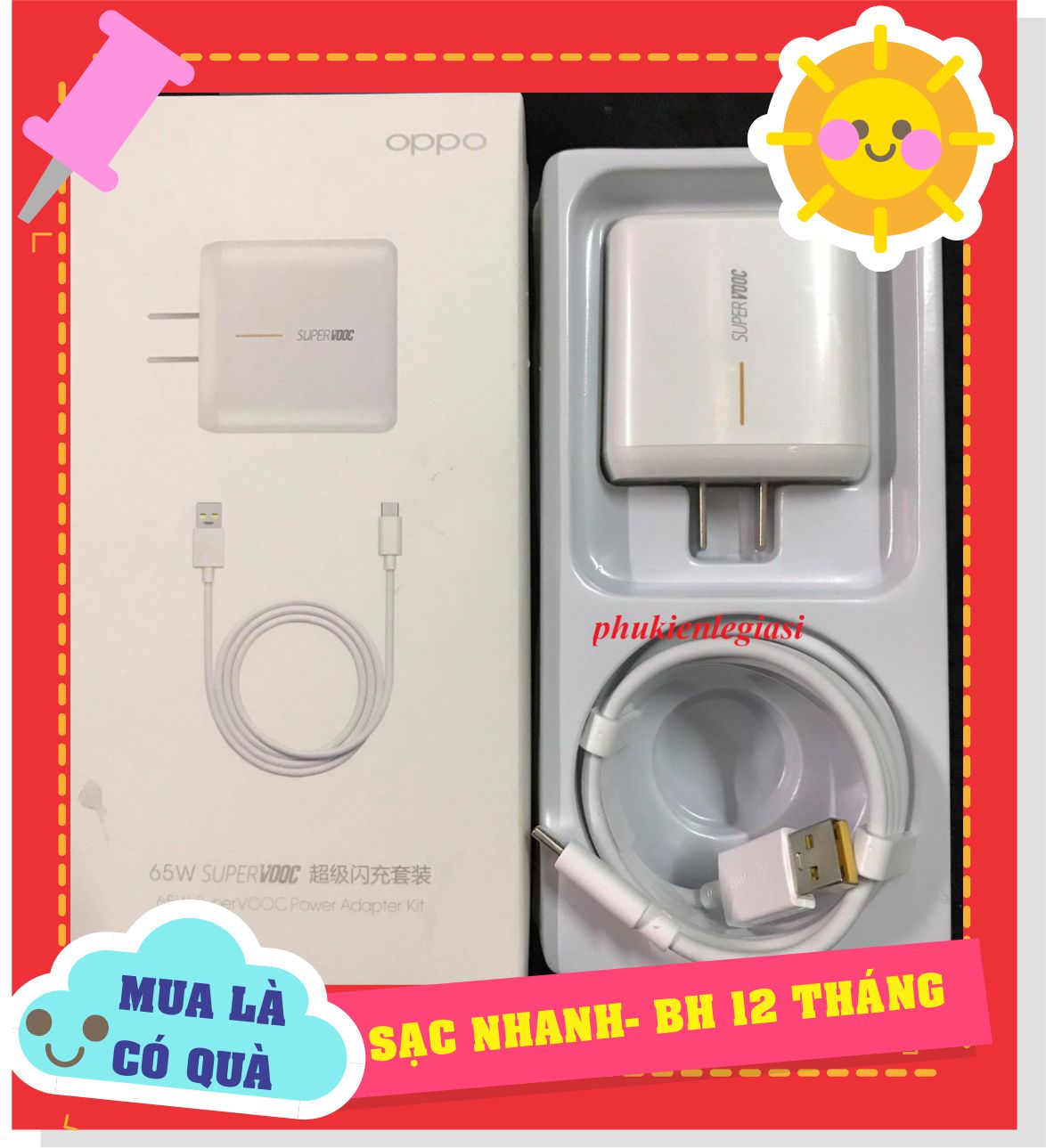 Bộ sạc oppo 65w supper vooc - chế độ sạc siêu nhanh cho điện thoại oppo. dùng tất cả điện thoại chân sạc tyce c.