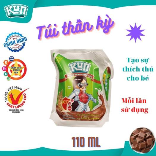 Sữa Kun vị socola lúa mạch túi thần kì 110ml thùng 24 túi cho bé hương vị thơm ngon và đủ dinh dưỡng